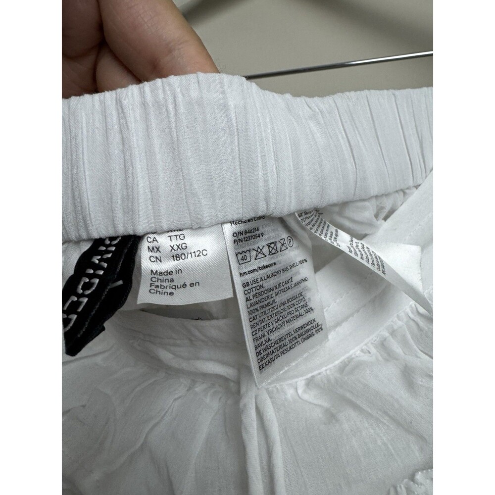 H&M Womens Ruffle Ultra Mini Skirt Size 2XL White Cotton Drawstring - Picture 4 of 5